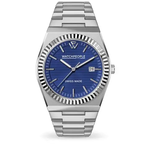 WP1 - Metal - Silver - Royal Blue Lines