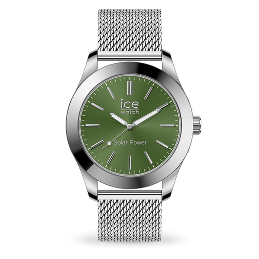 ICE STEEL - SILVER GREEN - MILANESE - MEDIUM - SOLAR 3H