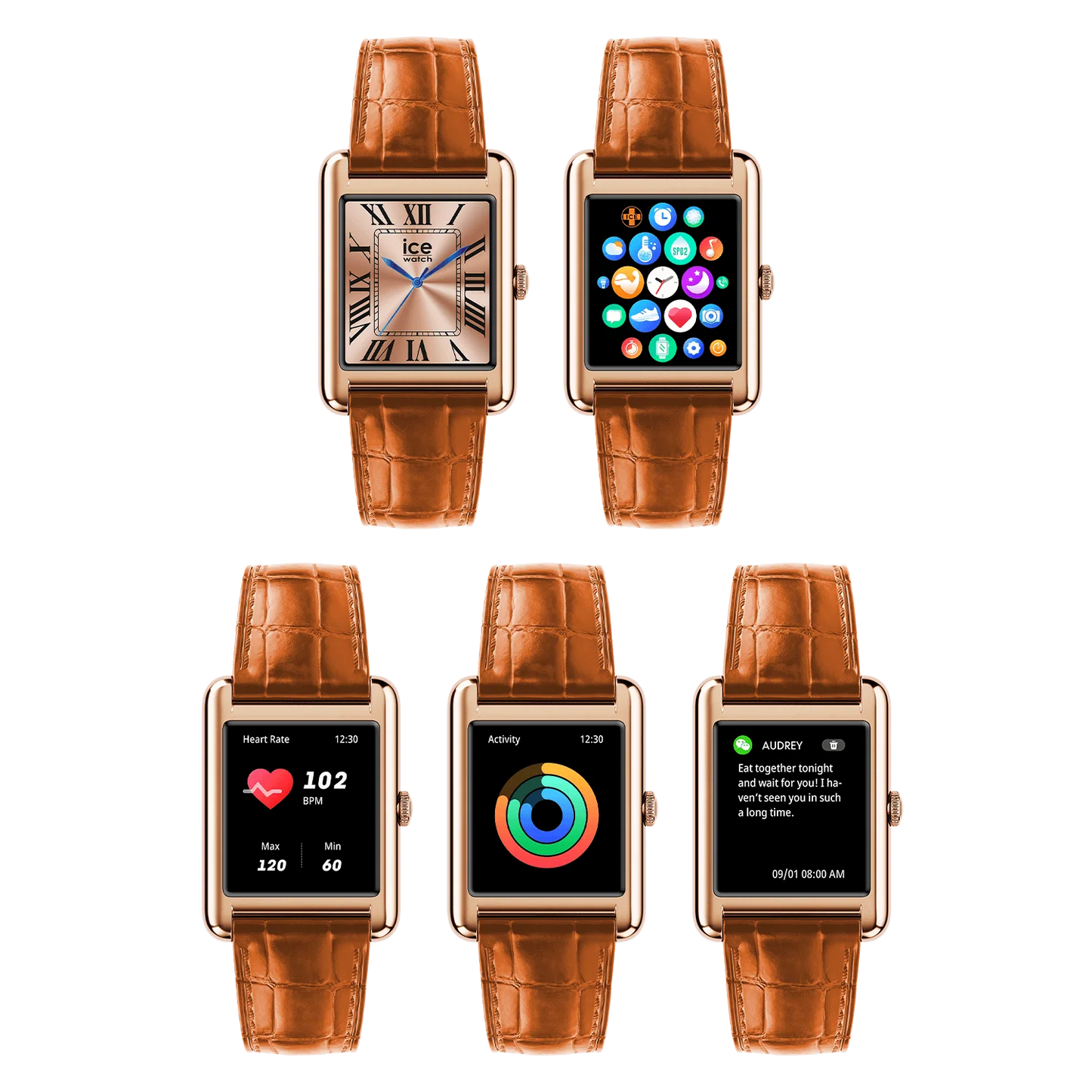 ICE smart TKS 2.0 rectangular 1.41 - Rose-Gold Cognac