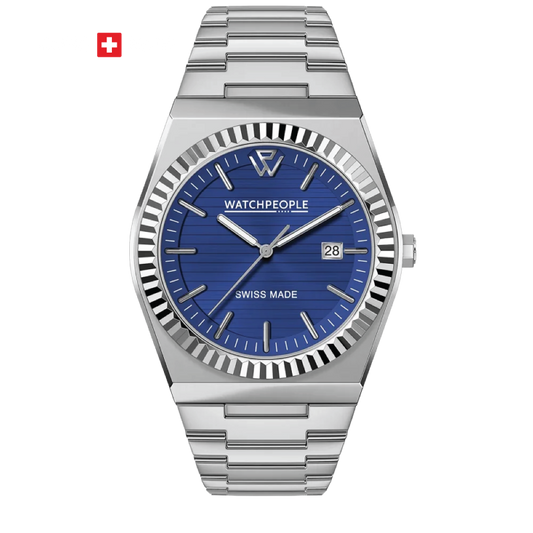 WP1 - Metal - Silver - Royal Blue Lines